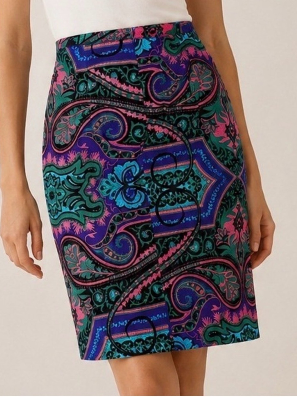 New Plenty by Tracy Reese Purple Paisley Printed Skirt Size 6